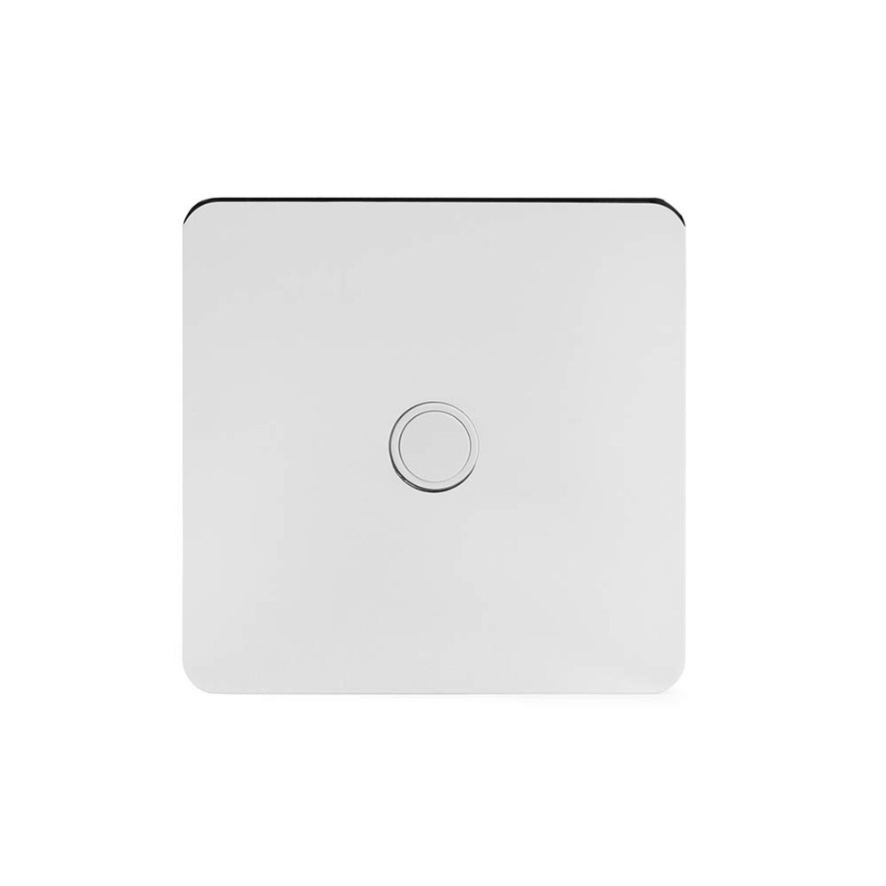 Polished Chrome Flat Plate 20A Flex Outlet White Insulated Screwless 9393856294732