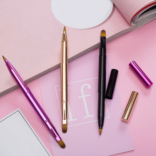 2Stk Doppelseitiger Lippenpinsel Kunststoff Mit Deckel 1
