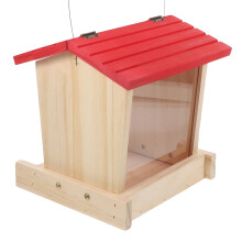 Vogelfutterhaus Aus Holz Rot Für Wildvögel 1