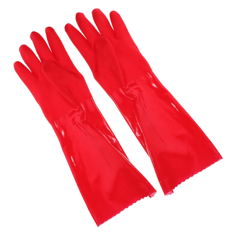 Non Slip Thickened Kitchen Gloves 2 Pairs Red Long Cuff For Dishwashing And Housework Durable Cleaning Gloves-image-OPC-PM65K7B-NEW