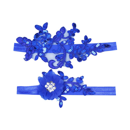 2 Paren Blauwe Bruids Kant Garter Dijring Beenband Accessoire