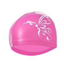 Pu Wasserdichte Schwimmkappe Mit Ohrenschutz Rosa Schmetterling
