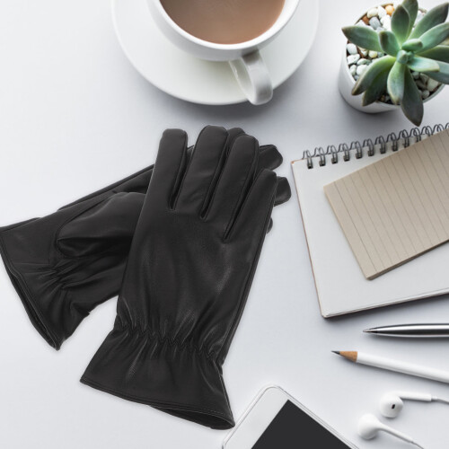 Ein Paar Schwarze Kunstlederhandschuhe 2