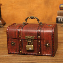 Wood Treasure Chest Model B 21.5 X 12.5 X 13 Cm Vintage Desktop Decor Storage Box