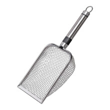 Litter Scoop Stainless Steel Deep Shovel With Long Handle, Non-Stick Kitten Litter Rake, Sifter, Metal Cat Waste Scooper