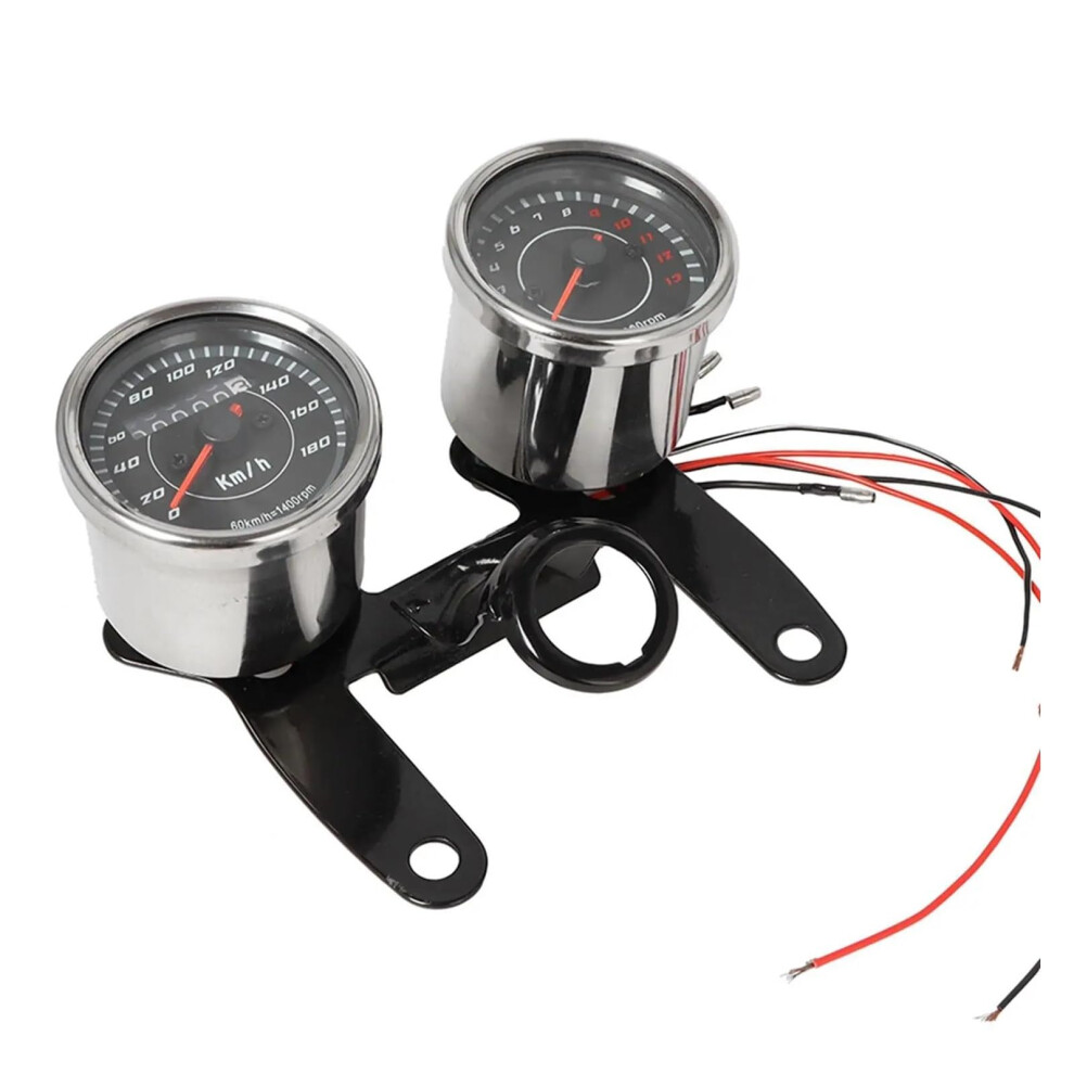 Led Back 2-In-1 Motorcycle Tacho Gauge Speedometer Odometer Tachometer 12V 13000Rpm Light 9354506243067