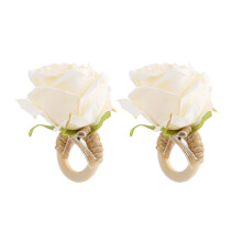 2Stk Hochzeit Fliege Dekorativer Ring Holz Weiß