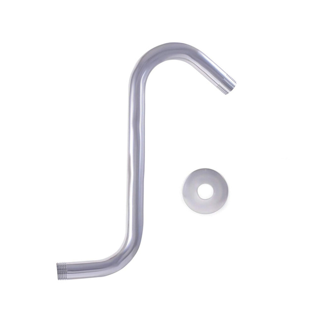 Shower Arm S-Shaped Chrome Extension Arm With Flanges For Shower Head Risers Universal Fit 9354506243128