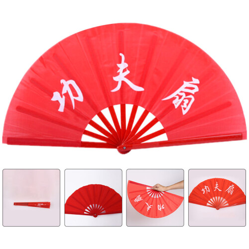 Chinesischer Handfächer Rot Kunststoff Gewebe Nylon 1 1