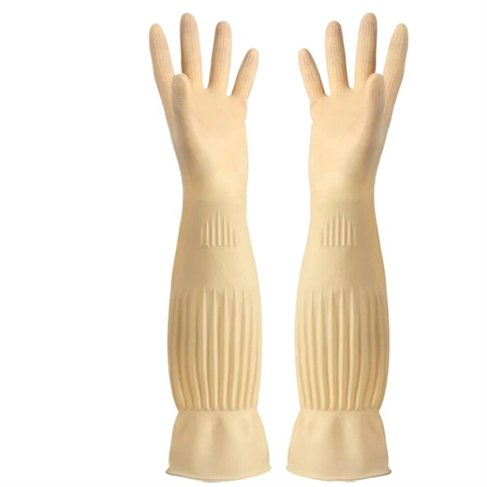 Rubber Gloves 4 Pairs For Household Dishwashing And Cleaning, Long Reusable Waterproof Kitchen Gloves, Yellow 45cm-image-OPC-PM66PDK-NEW