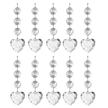 Clear Crystal Heart Pendants 10-Pc Set Christmas Crystal Beads For Chandeliers Hanging Crystals Suncatchers For Windows