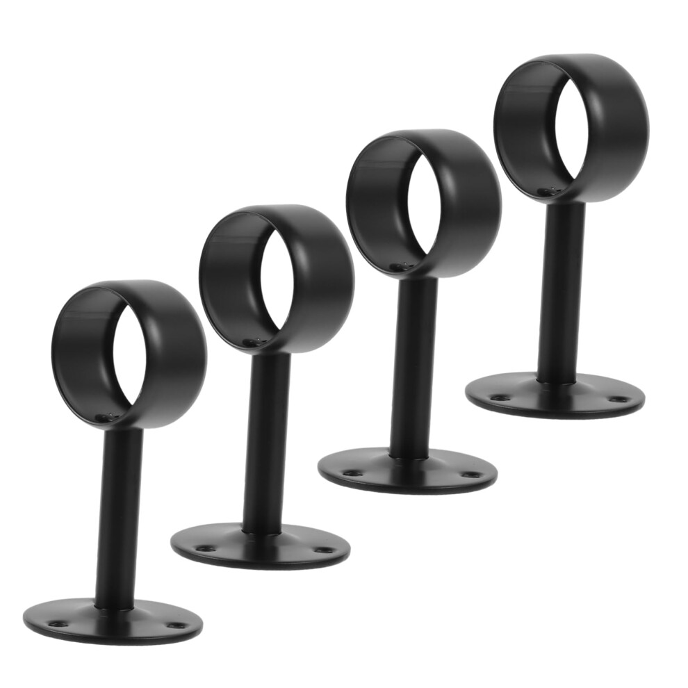 Ceiling Curtain Rod Brackets Four-Pack Black Stainless Steel Flange Mount For Easy Installation-image-OPC-PM66S7J-NEW