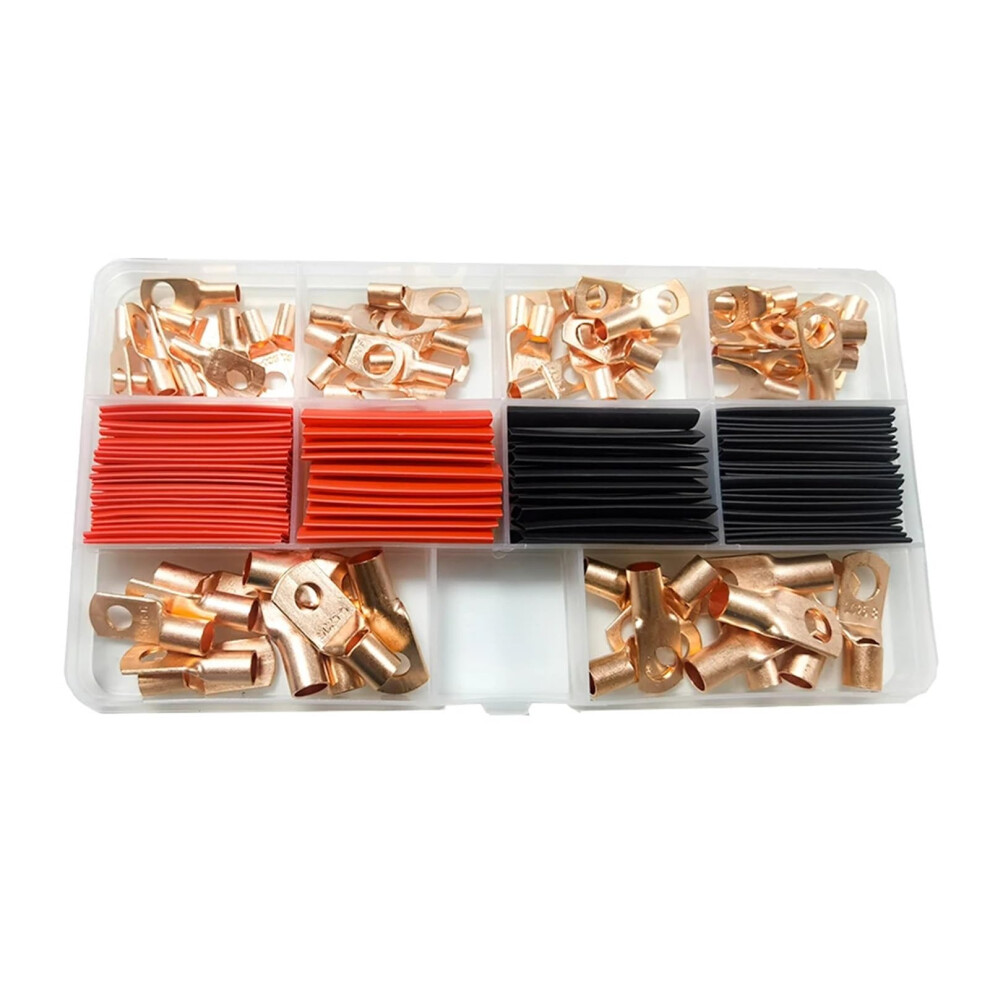 Copper Lug Battery Cable End Awg 4-6-8-12 Wire Gauge Ring Terminal Kit With Heat Shrink Tubing 120 Pieces 9393856298006