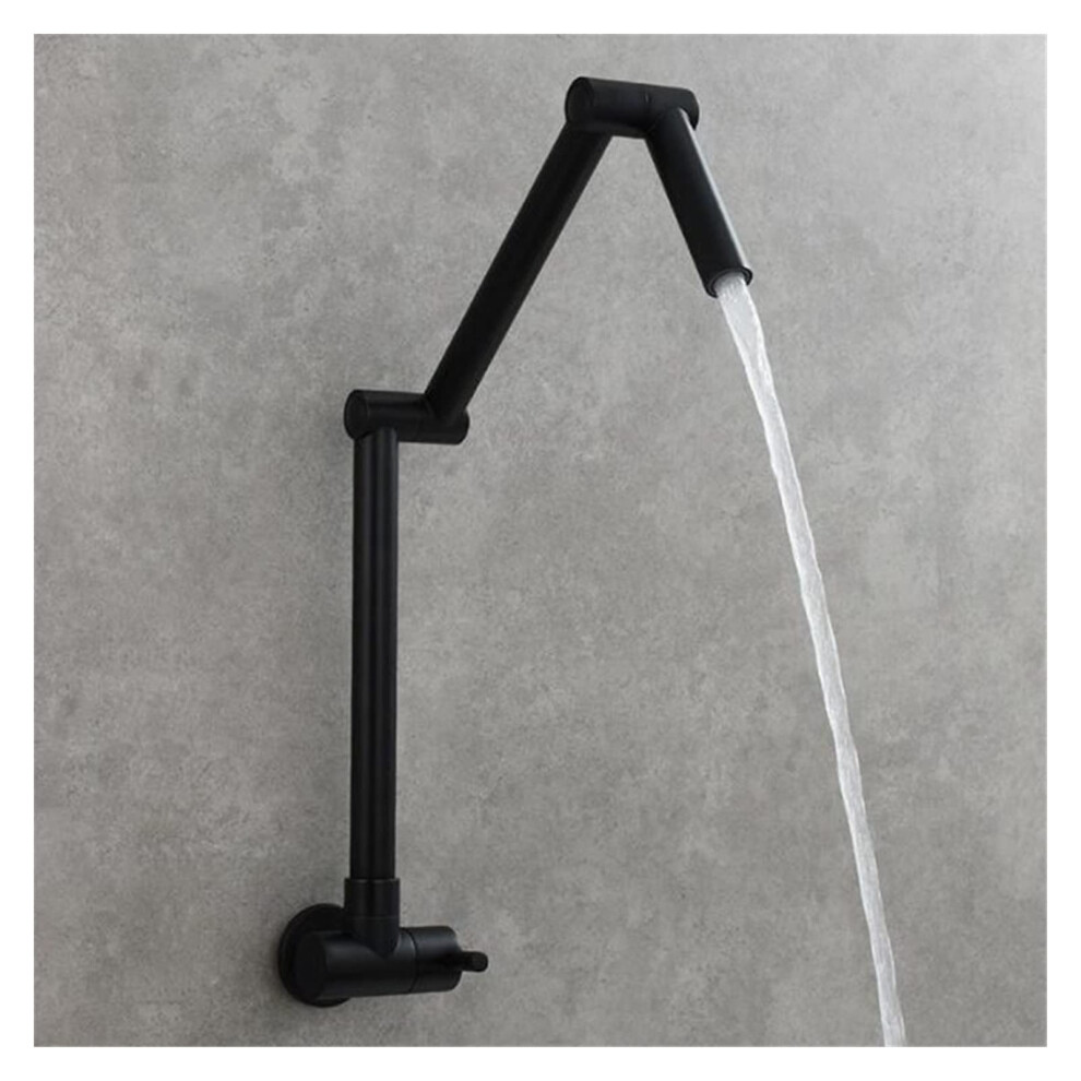 Folding Kitchen Sink Faucet Rotating Extension Wall Mounted Single Cold Faucet Black Finish 9016109372345