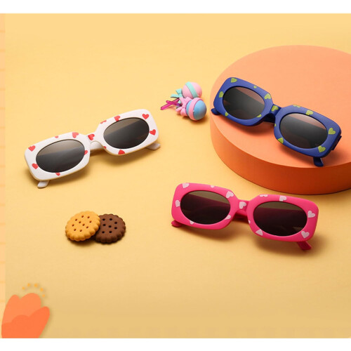 Children's Retro Rectangle Sunglasses Small Frame Purple UV Protection One Size 1