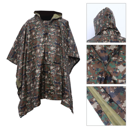 Camouflage Regenmantel Umhang Multifunktions Poncho Einfach Zu