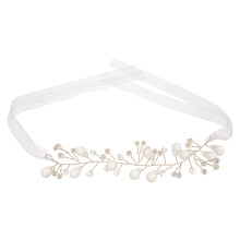 Beaded Bracelet With Yarn Ribbon Wedding Hand Flower Bridal Wristband