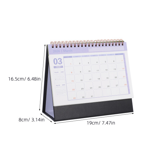 Calendrier 2026 Noir Épais Design Pliable Moderne 2