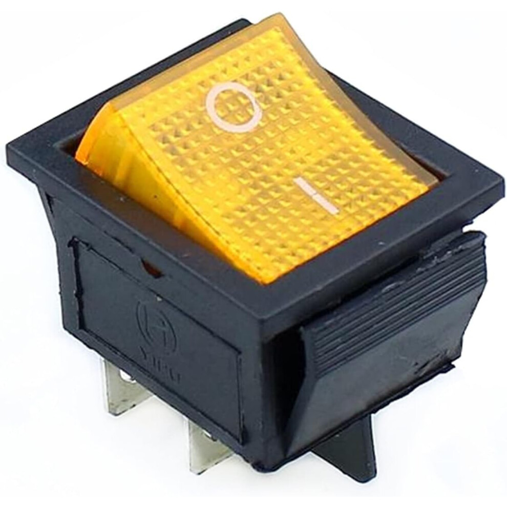 Rocker Switch Kcd4 On-Off 2-Position 4/6-Pin Lighted Device Power Cap 16A 250Vac / 20A 125V Yellow 9016109374530