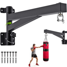 Punch Bag Bracket Foldable Wall Mount 360 Rotating Heavy Bag Hanger Silent Bearing Swivel Hook 800lbs Capacity 61cm