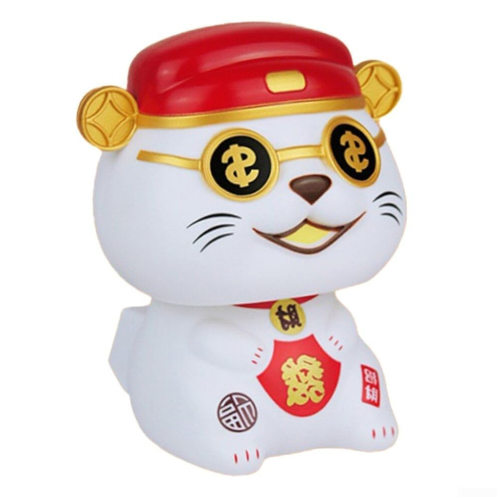 Nodding Lucky Cat Car Ornament Solar Powered Automatic Waving Welcoming Light 9393856300662