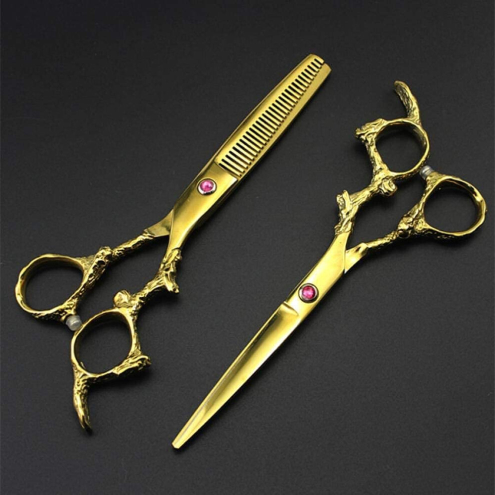 Hair Scissors 6-Inch 440C Stainless Steel, Salon Thinning Scissors, Barber Hairdressing Set