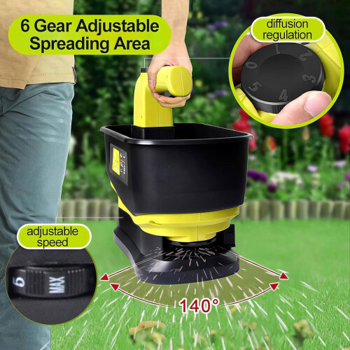5.5L Handheld Lawn Seed Spreader Adjustable Scatter Width Variable Flow Rate Rock Salt Spreader For Seed Feed Fertiliser 2