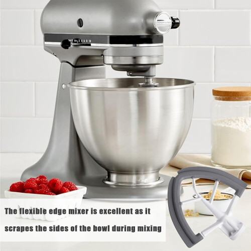 Flex Edge Beater Replacement, Quart Beater Shovel, Flat Beater Replacement for Kitchen, Bowl Scraper with Silicone Edges 1