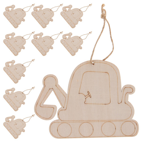 Raindrops Bauspielzeug Halbrundhölzer Bagger Holzspäne 1