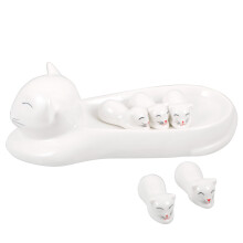 Cat Chopstick Rest Weiß Gabel Mini Keramik