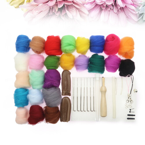 1 Set Wollfilz-Kit Mit Strickgarn Und Werkzeug