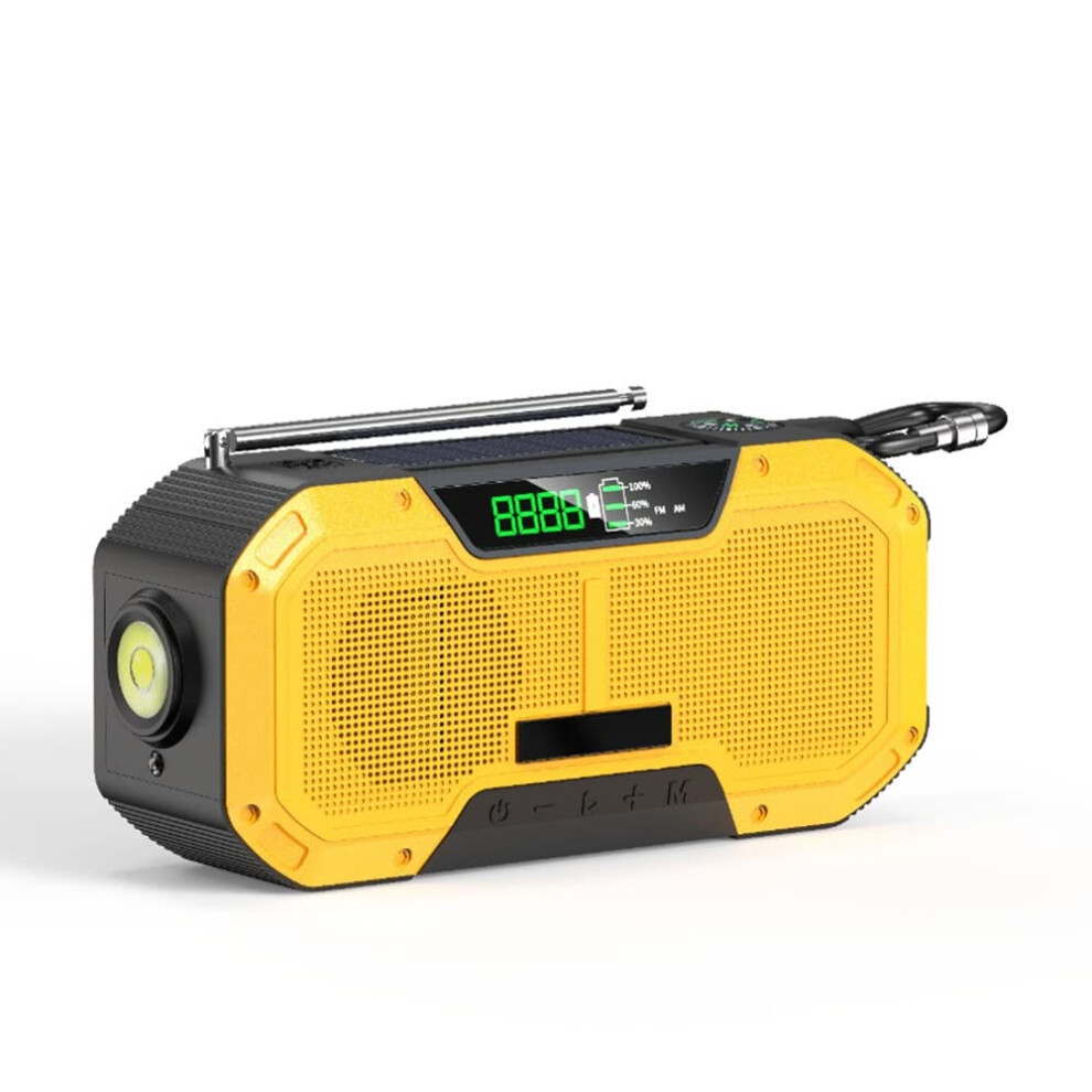 Wind Up Radios Amfm Bluetooth Speaker 5000Mah Crank Emergency Weather Radio Led Flashlight Ipx5 Solar Dynamo Yellow 9393856302208