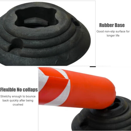 Tall Removable Bollard Post For Traffic Control - 80cm, 2 Pack, Black Rubber Base, Delineator Post For Garage Entrances 2