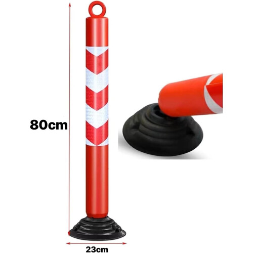 Tall Removable Bollard Post For Traffic Control - 80cm, 2 Pack, Black Rubber Base, Delineator Post For Garage Entrances 1