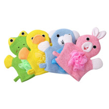 Boys and Girls Bath Frog Loofah 4-Piece Set Cartoon Shower Gloves Soft Exfoliating Bath Tool for Children