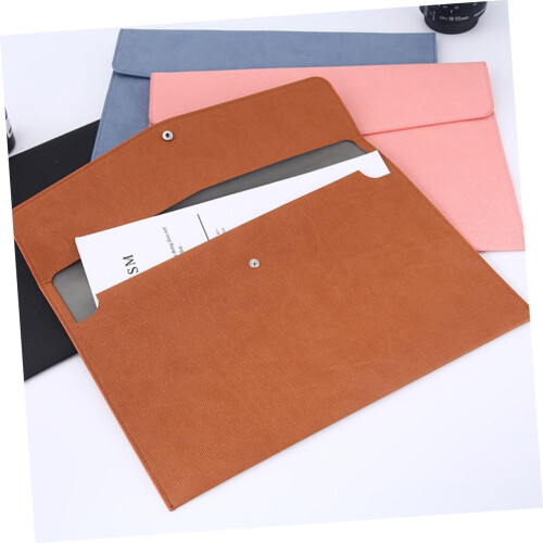 PU Leather Document Bag Unisex Large Capacity Briefcase With Multi-Compartment File Organizer For Office Travel 1