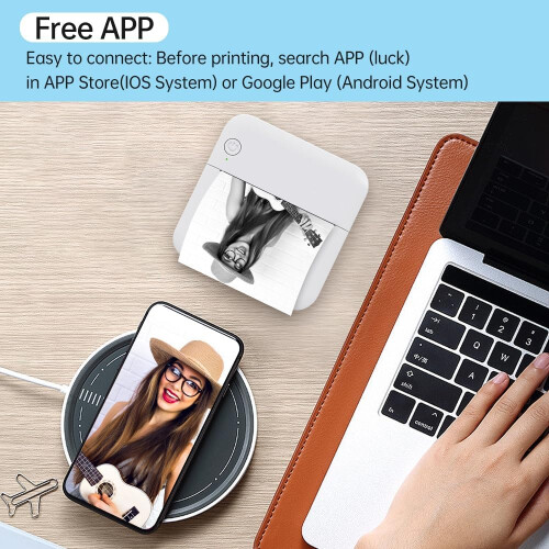 Mini Pocket Thermal Printer Multifunction Sticker Maker 203DPI Instant Photo 57mm Paper Roll BT Connection iOS Android 2