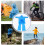 3 Sets Regenmantel Set Transparenter Poncho Himmelblau Kunststoff 3