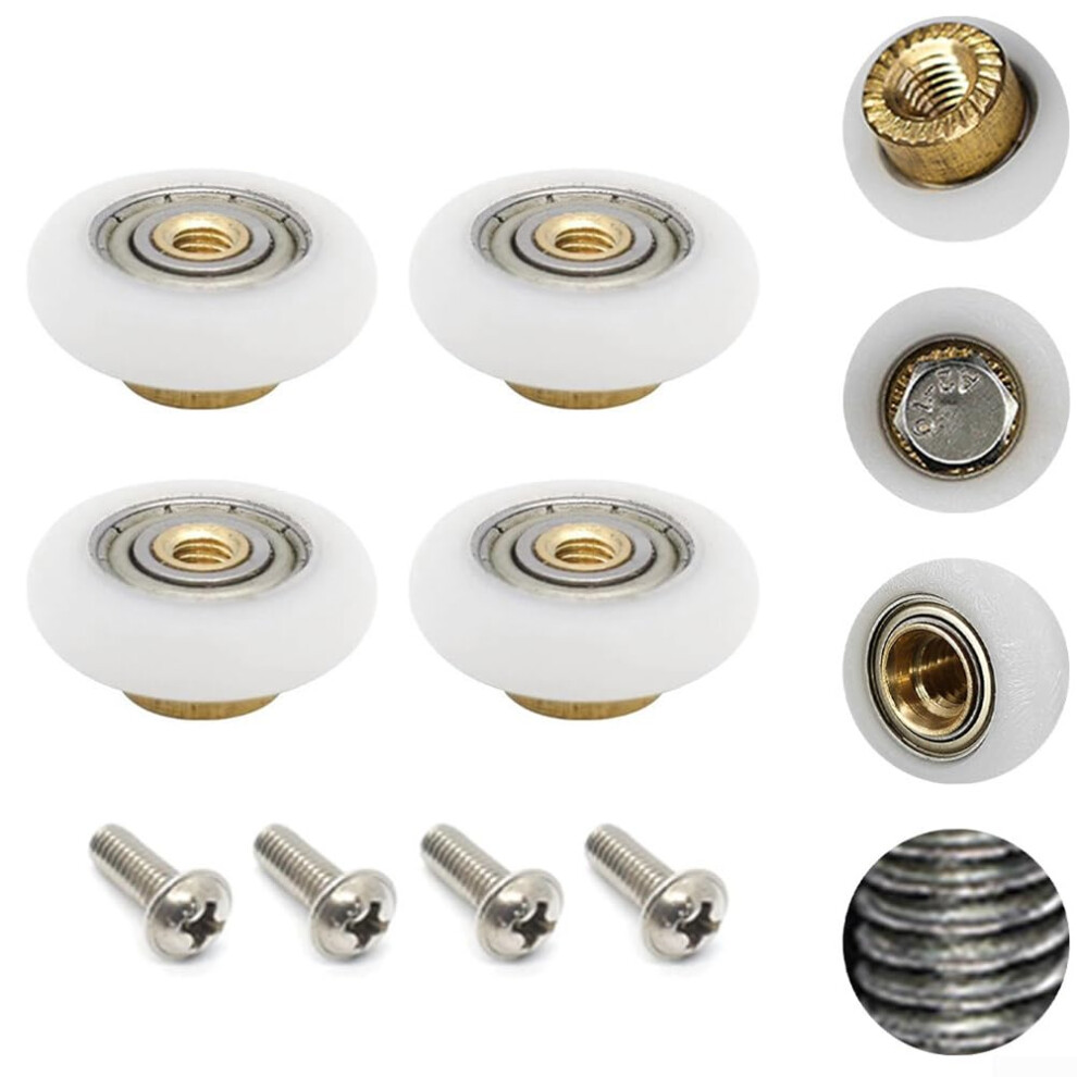 Sliding Glass Door Wheels, 4-Pack Replacement Shower Door Rollers With Brass Centre, 23Mm Smooth Glide 9016109378361