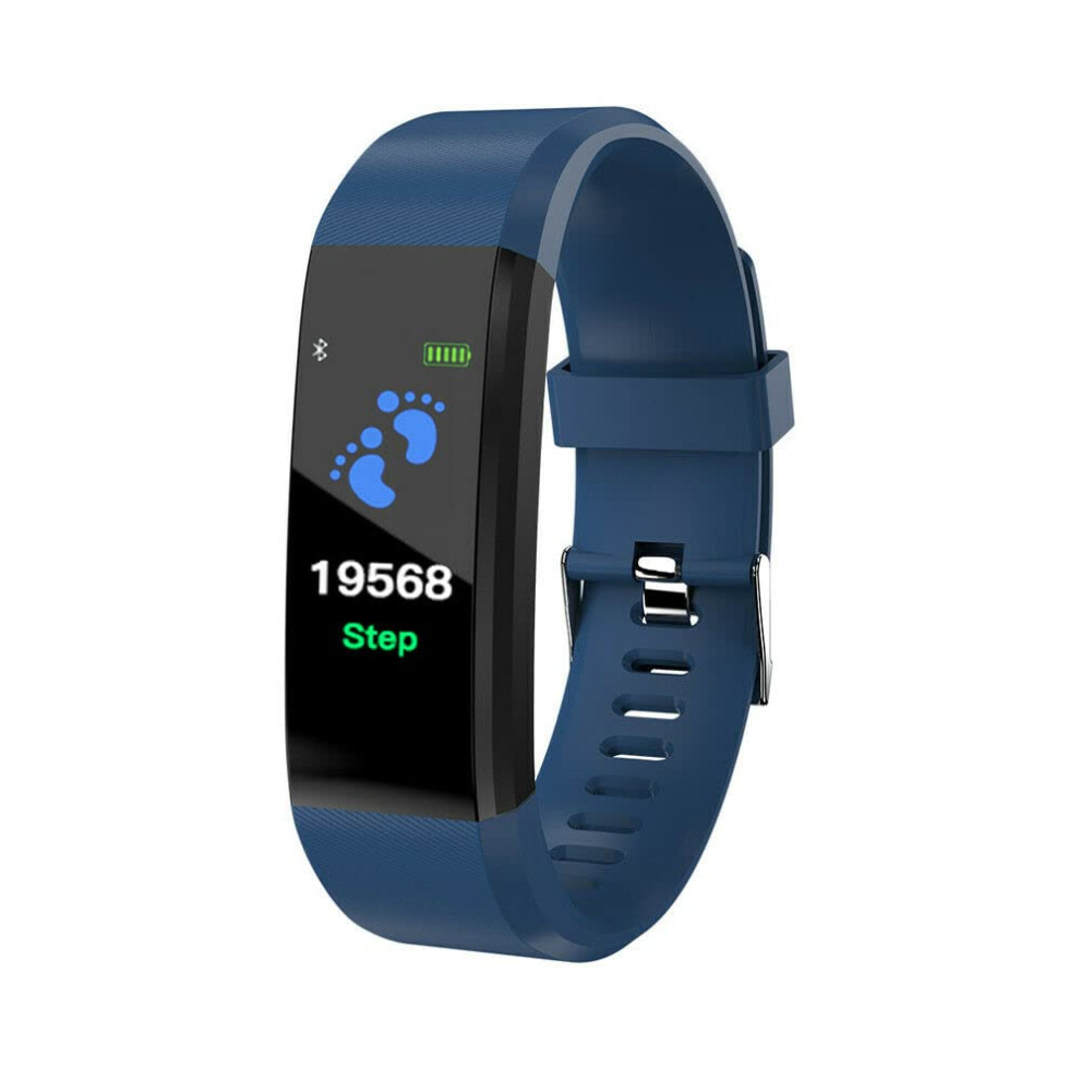 Smart Watch Health Fitness Tracker, Heart Rate Monitor, Blood Pressure, Tooth Smart Band, Fitbit Compatible, Blue 9084446383515