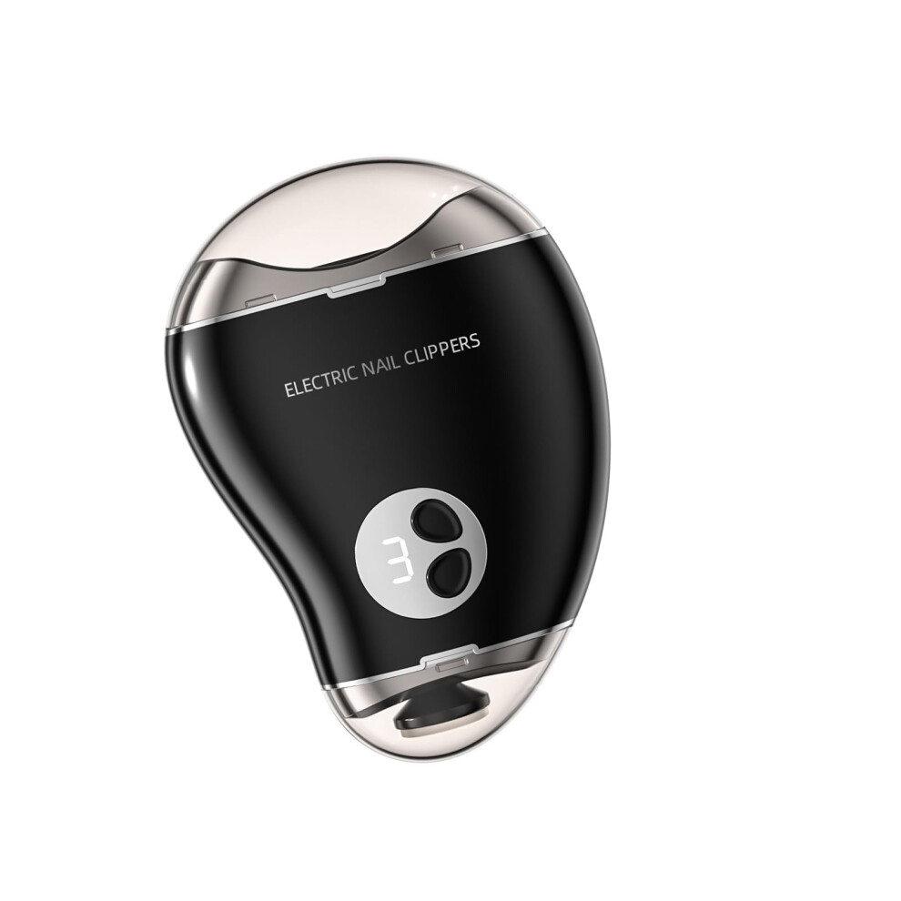 Electric Nails Care Tool 2-In-1 Clipping And Filing Design, Rechargeable With LED Light, Automatic Nail Clippers, Black