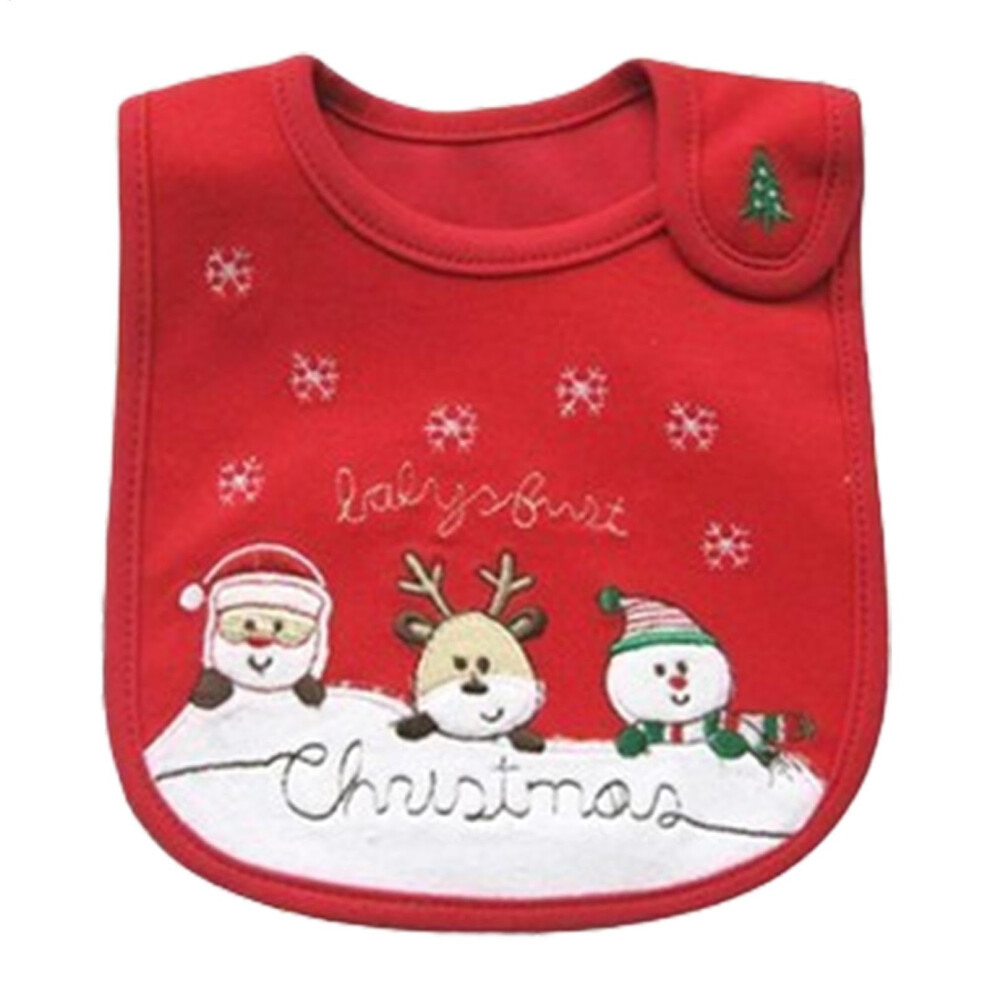 Baby Christmas Bib For Toddlers, Waterproof U-Shape Feeding Bib, Cotton Festival Bibs, Toddler Size