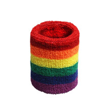 Women Men Sports Wristbands Towel Sweatband Rainbow Stripes Breathable Unisex