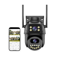 Home Security Cameras 4K 8MP Dual Lens PTZ Wireless 4MP Two Way Audio AI Human Detection Color Night Vision IP66 128GB