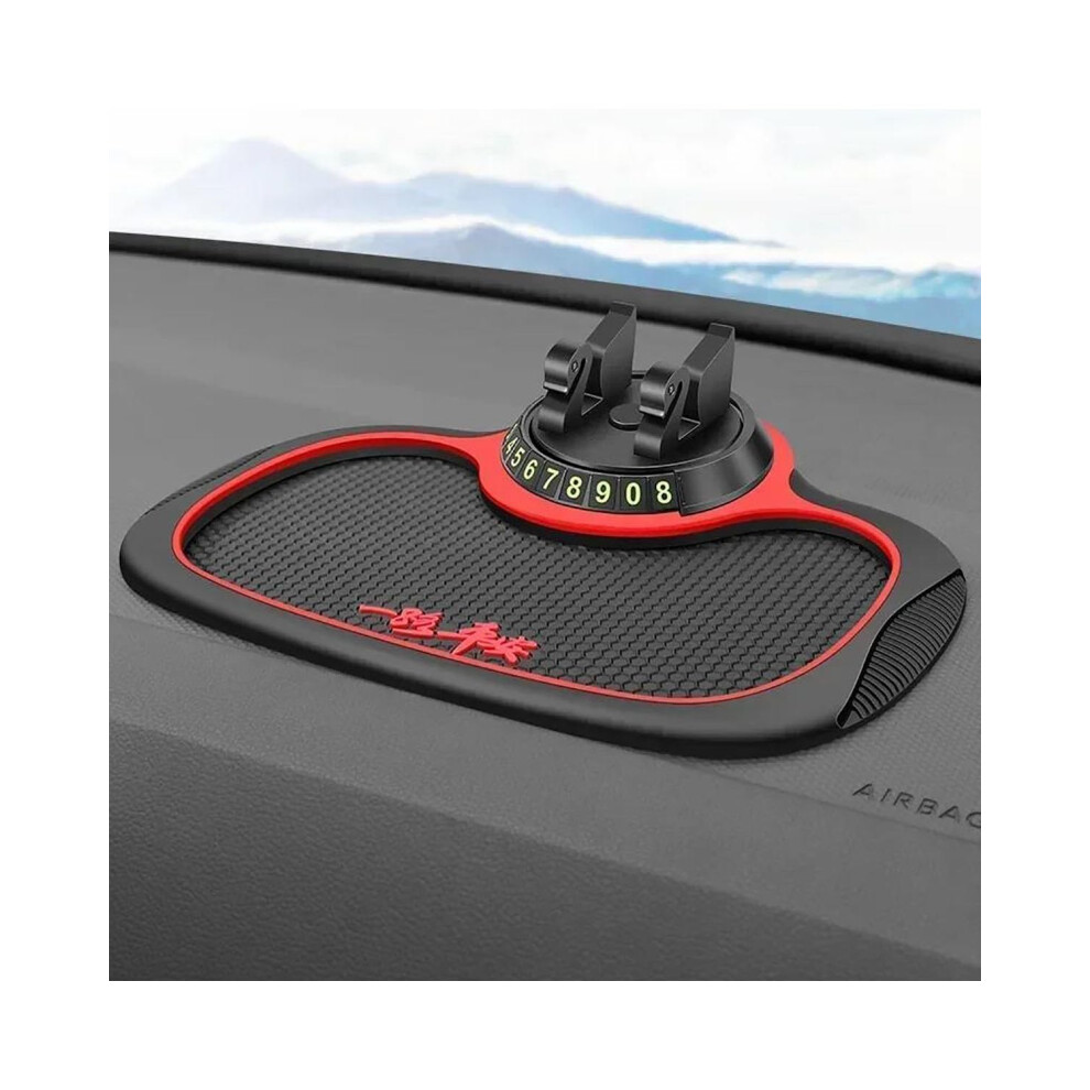 Car Dashboard Anti-Slip Mat 1-Piece Silicone Dash Pad With Edge, Multi-Functional Anti-Slip Mat, Auto Phone Holder Red 9084446385342