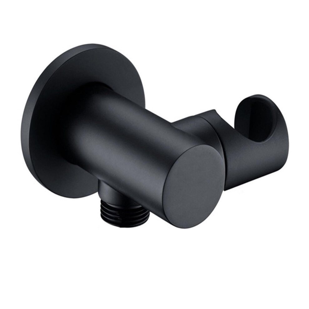 Matt Black Handheld Shower Holder - Solid Brass Wall Mount, Spray Head Bracket, Elbow Connector 2308-Mb 9393856307043