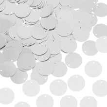 Sequins Flat Round 20mm Silver Tone, 450 Pcs, Single-Side Hole, Loose Paillettes For DIY Embroidery And Jewelry Making