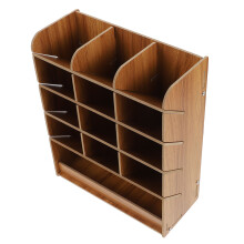 1Boîte À Crayons En Bois Marron Avec Plusieurs Compartiments