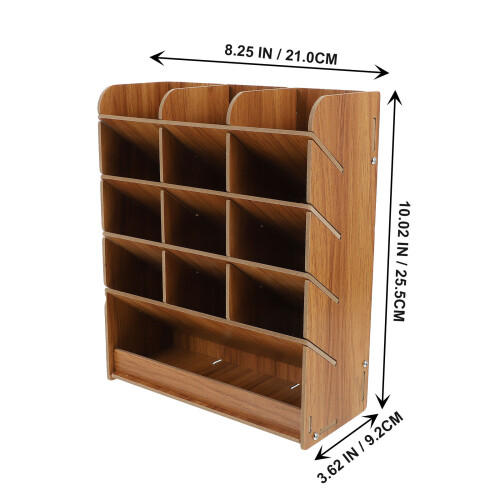 1Boîte À Crayons En Bois Marron Avec Plusieurs Compartiments 1