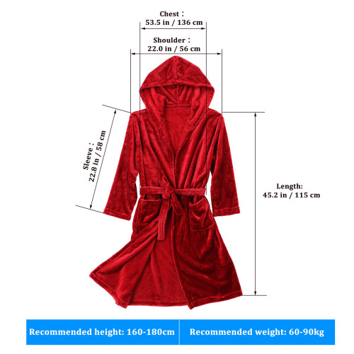 Hooded Badjas Terrydoek Rood 1
